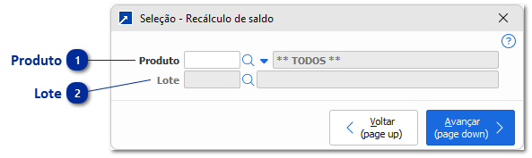 Recálculo de Saldo do Lote