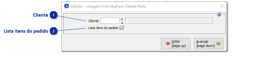 Listagem Individual por Cliente/Nota
