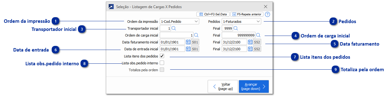 Relatório Cargas x Pedidos
