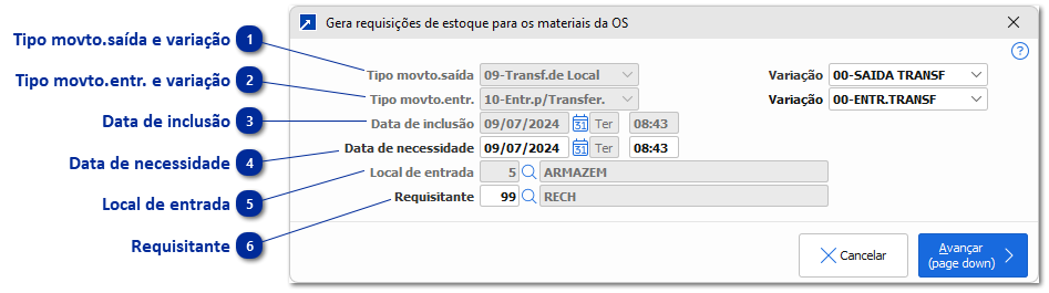 Requisição de Estoque para Materiais 