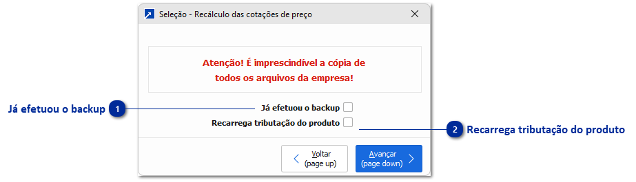 Recálculo de Cotações