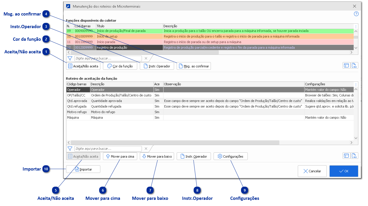 Roteiro Microterminal/Coletor