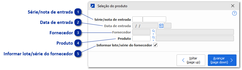 Seleção da Alteração Consolidada de Números de Lotes/Séries