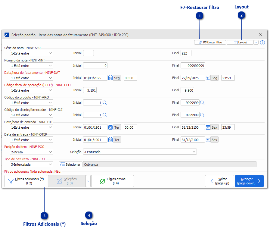 Seleção de Itens da Venda