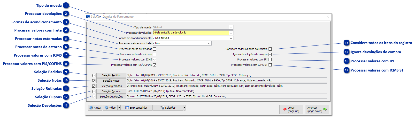 Seleção do Faturamento