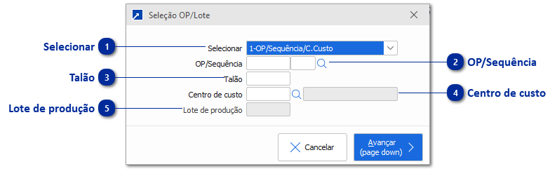 Seleção OP/Lote