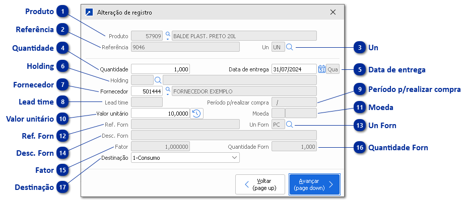 Alteração de registro