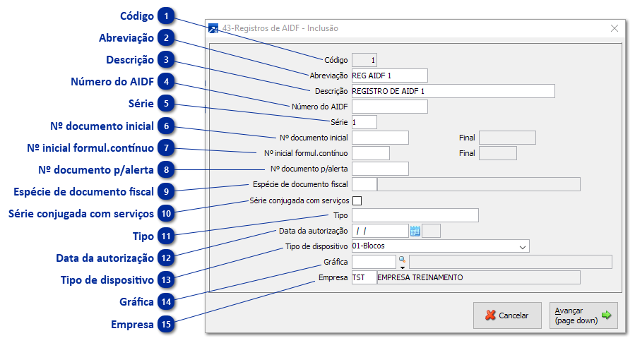43 - Registros de AIDF