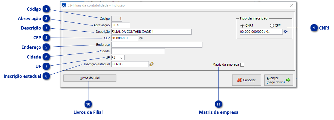 53 - Filiais da Contabilidade