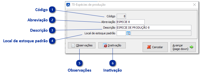 70 - Espécies de Produção