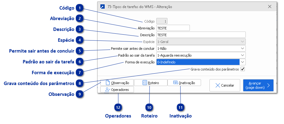 73 - Tipos de Tarefas do WMS