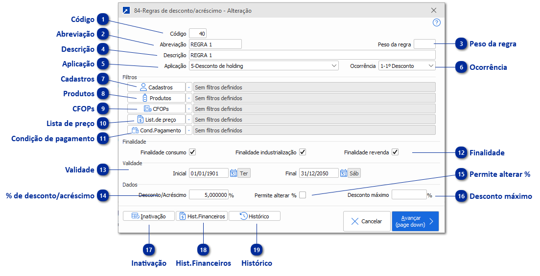84 - Regras de Desconto/Acréscimo