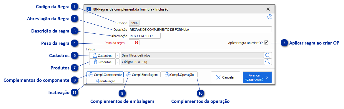 88 - Regras dos Complementos da Fórmula