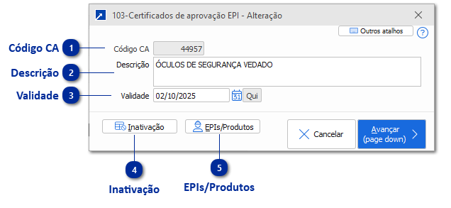 103 - Certificados de aprovação EPI 
