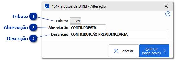 104 - Tributos da DIRBI