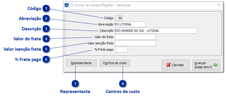 22 - Zona de Venda/Região