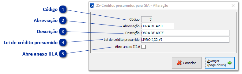 25 - Créditos Presumidos para GIA