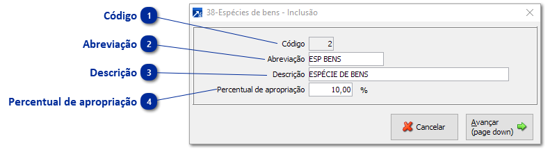 38 - Espécies dos Bens