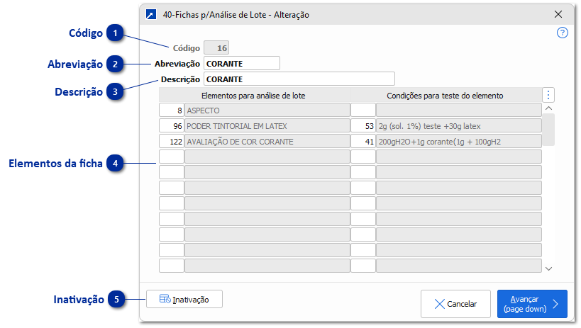 40 - Fichas para Análise de Lote