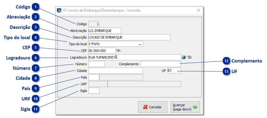 41 - Locais de Embarque/Desembarque