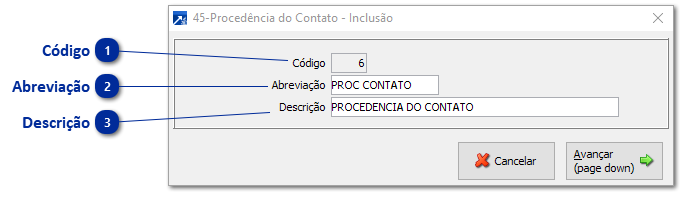 45 - Procedência do Contato