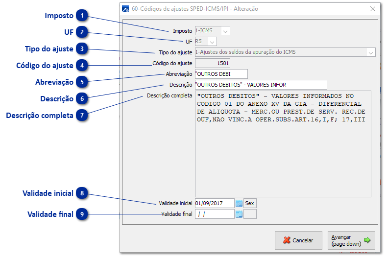 60 - Códigos de Ajustes SPED-ICMS/IPI