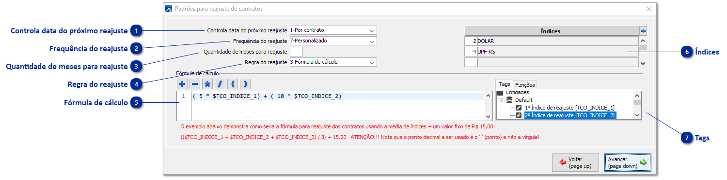 Padrões para Reajuste