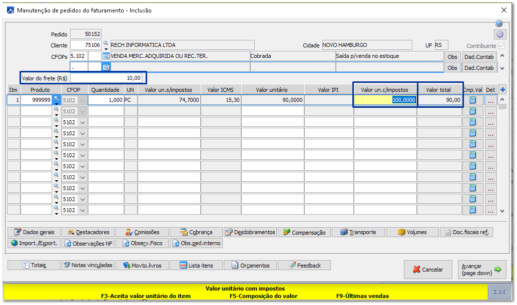 Tipo de valor unitário