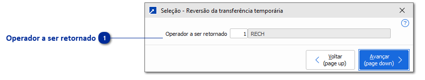 Reversão da transferência temporária de operadores