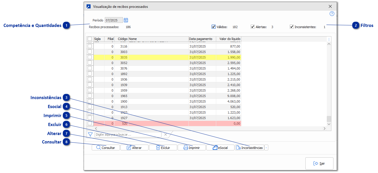 Visualização de Recibos